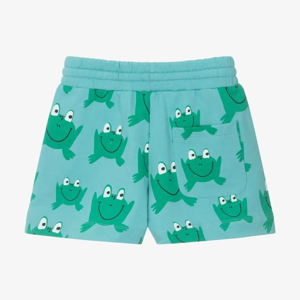 Stella McCartney Kids Shorts|Shorts*Aqua Blue Cotton Frog Shorts