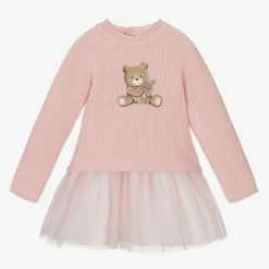 Mayoral Newborn Dresses*Baby Bears Pink Knit & Tulle Bear Dress