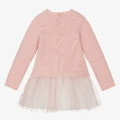 Mayoral Newborn Dresses*Baby Bears Pink Knit & Tulle Bear Dress
