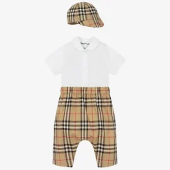 Burberry Gifts*Baby Boys Beige Check Cotton Trouser Set