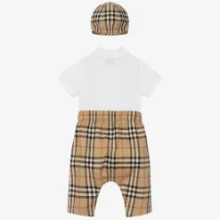 Burberry Gifts*Baby Boys Beige Check Cotton Trouser Set