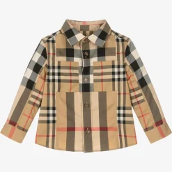 Burberry Tops*Baby Boys Beige Check Shirt
