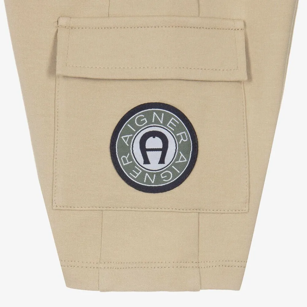 AIGNER Shorts*Baby Boys Beige Cotton Cargo Shorts