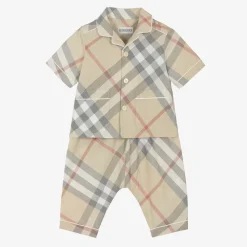 Burberry Outfit Sets|Gifts*Baby Boys Beige Cotton Trouser Gift Set PaleStoneCheck