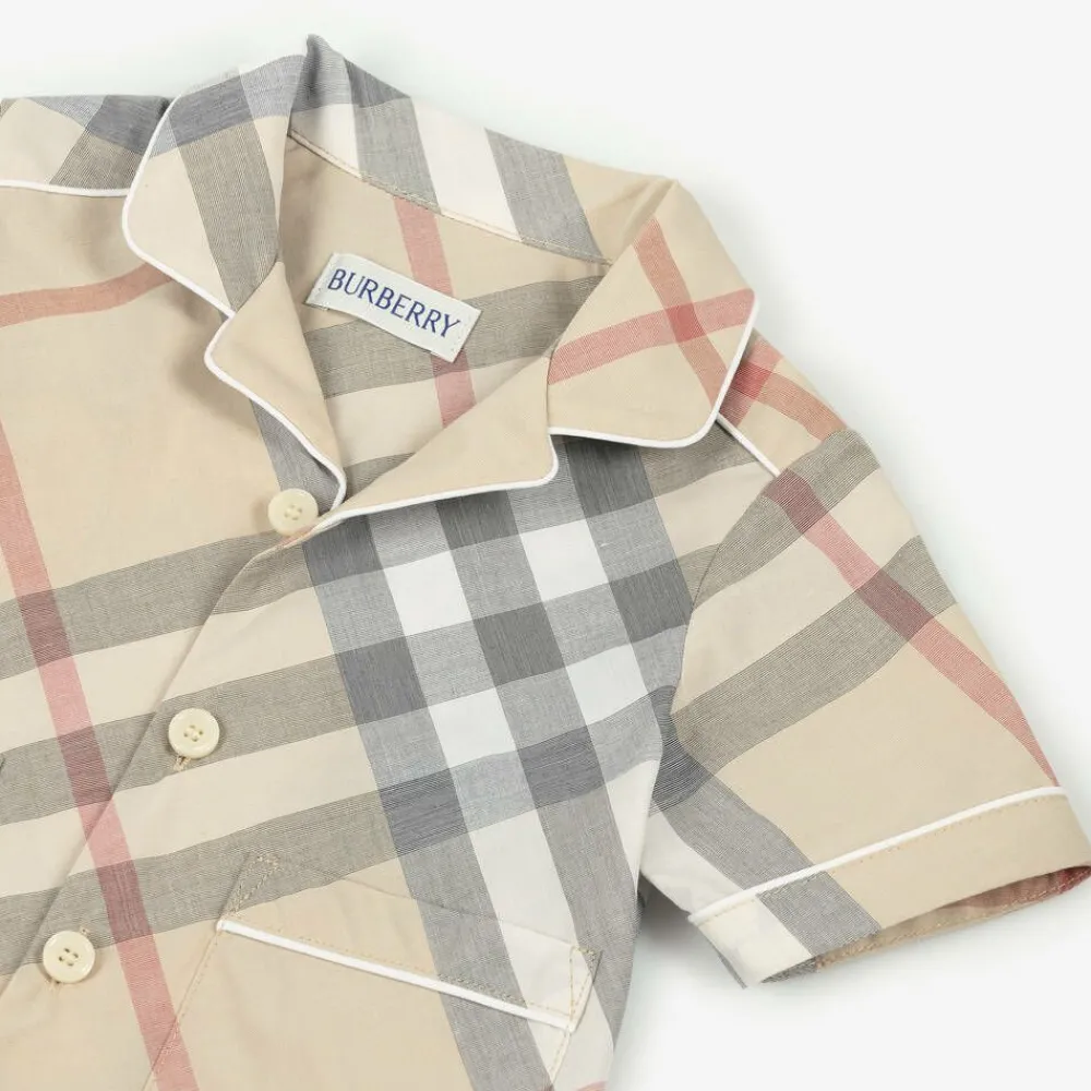 Burberry Outfit Sets|Gifts*Baby Boys Beige Cotton Trouser Gift Set PaleStoneCheck