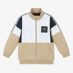AIGNER Tops*Baby Boys Beige Cotton Zip-Up Top