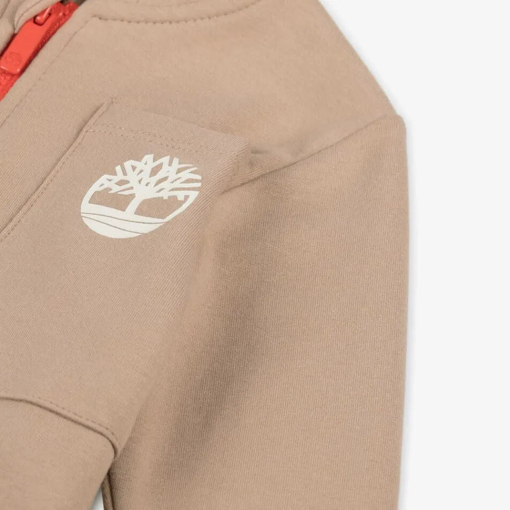 Timberland Tops*Baby Boys Beige Organic Zip-Up Top
