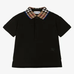 Burberry Tops*Baby Boys Black Check Polo Shirt