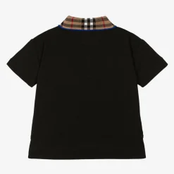 Burberry Tops*Baby Boys Black Check Polo Shirt