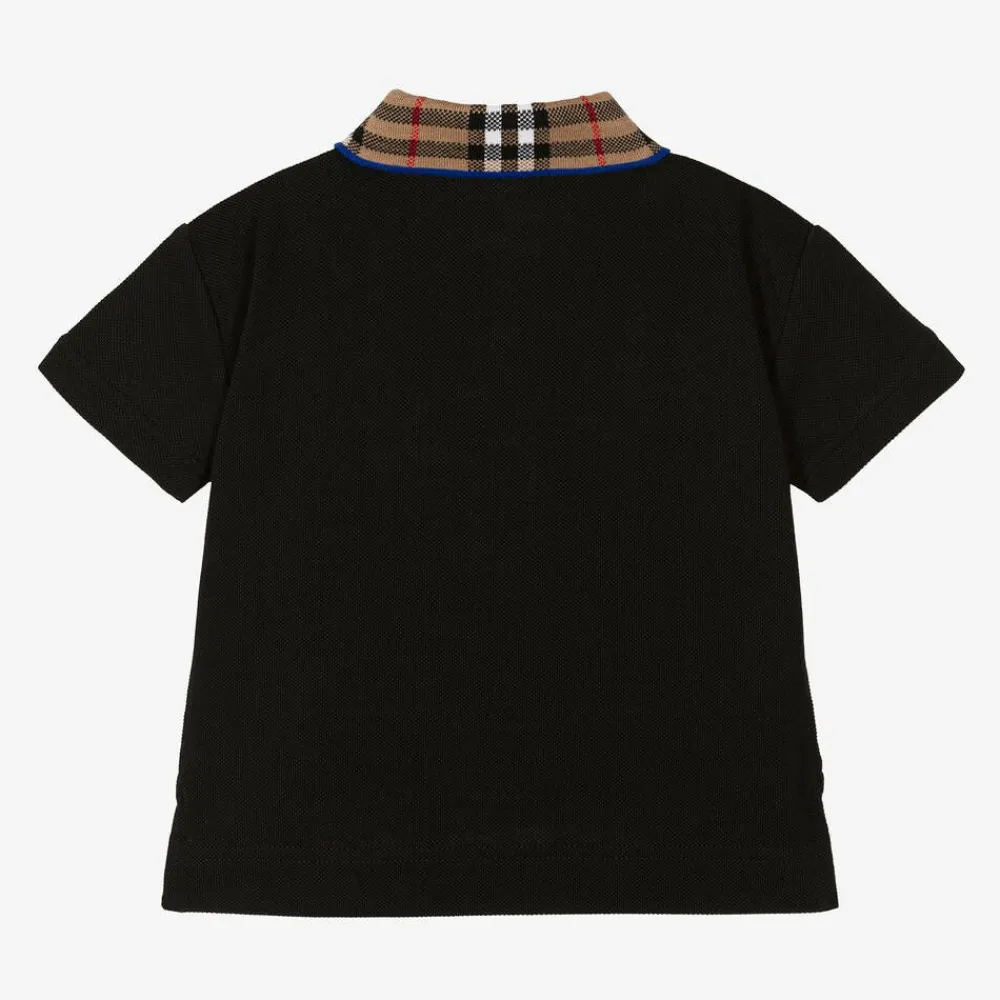 Burberry Tops*Baby Boys Black Check Polo Shirt
