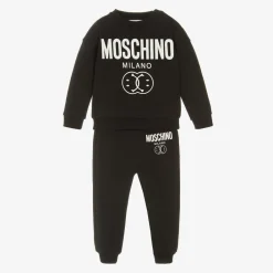 Moschino Baby Tracksuits*Baby Boys Black Double Smiley Tracksuit