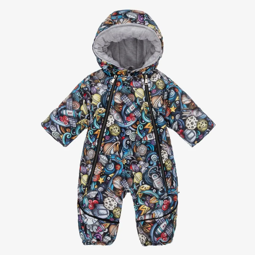Pilguni Snowwear*Baby Boys Black Space Print 2-in-1 Snowsuit