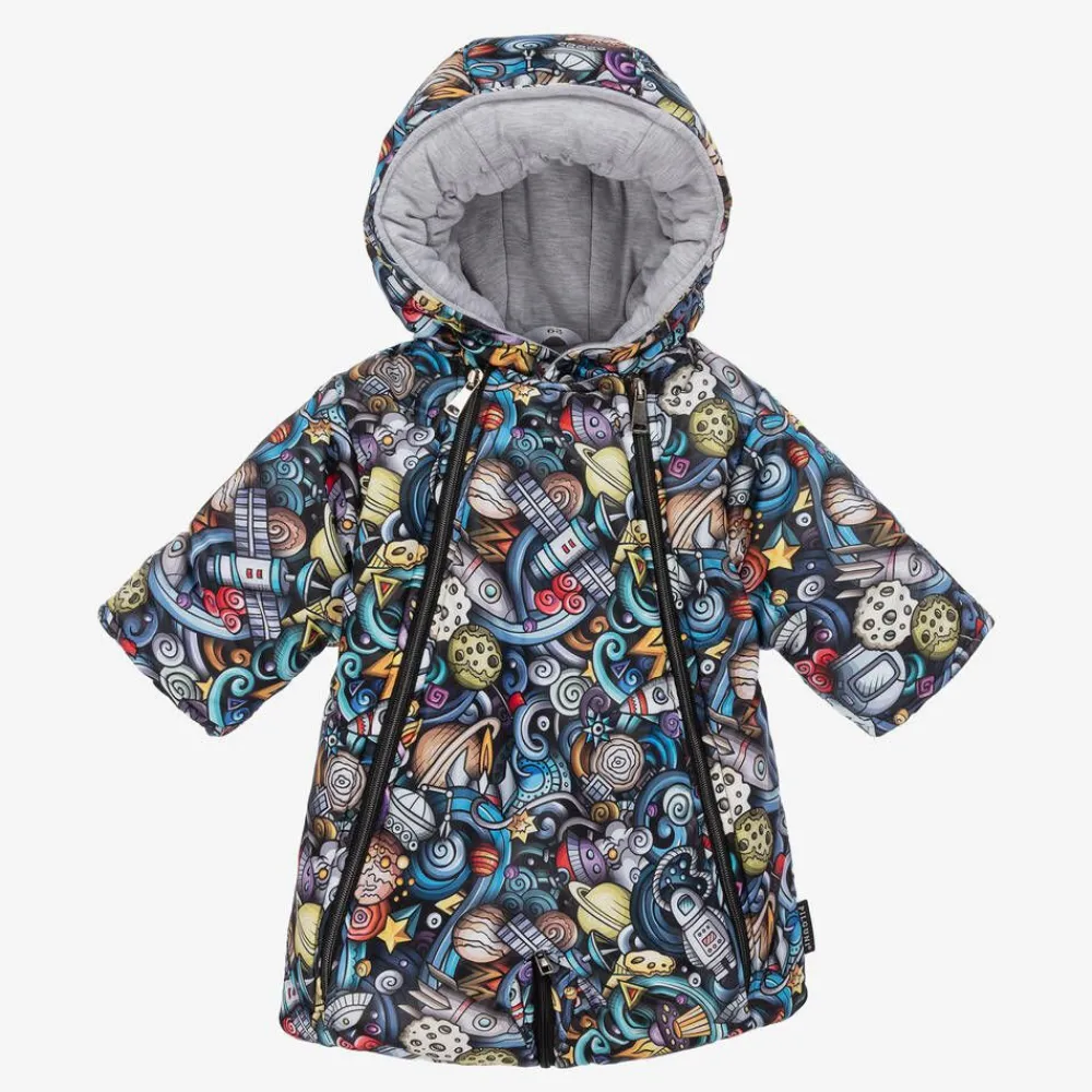 Pilguni Snowwear*Baby Boys Black Space Print 2-in-1 Snowsuit