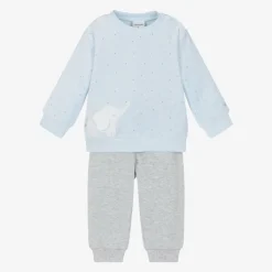 Tutto Piccolo Tracksuits|Tracksuits*Baby Boys Blue & Grey Elephant Tracksuit