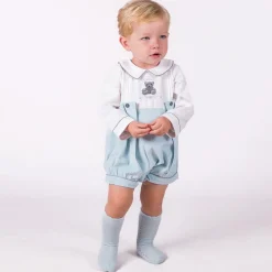 Beau KiD Babysuits*Baby Boys Blue & Ivory Shortie