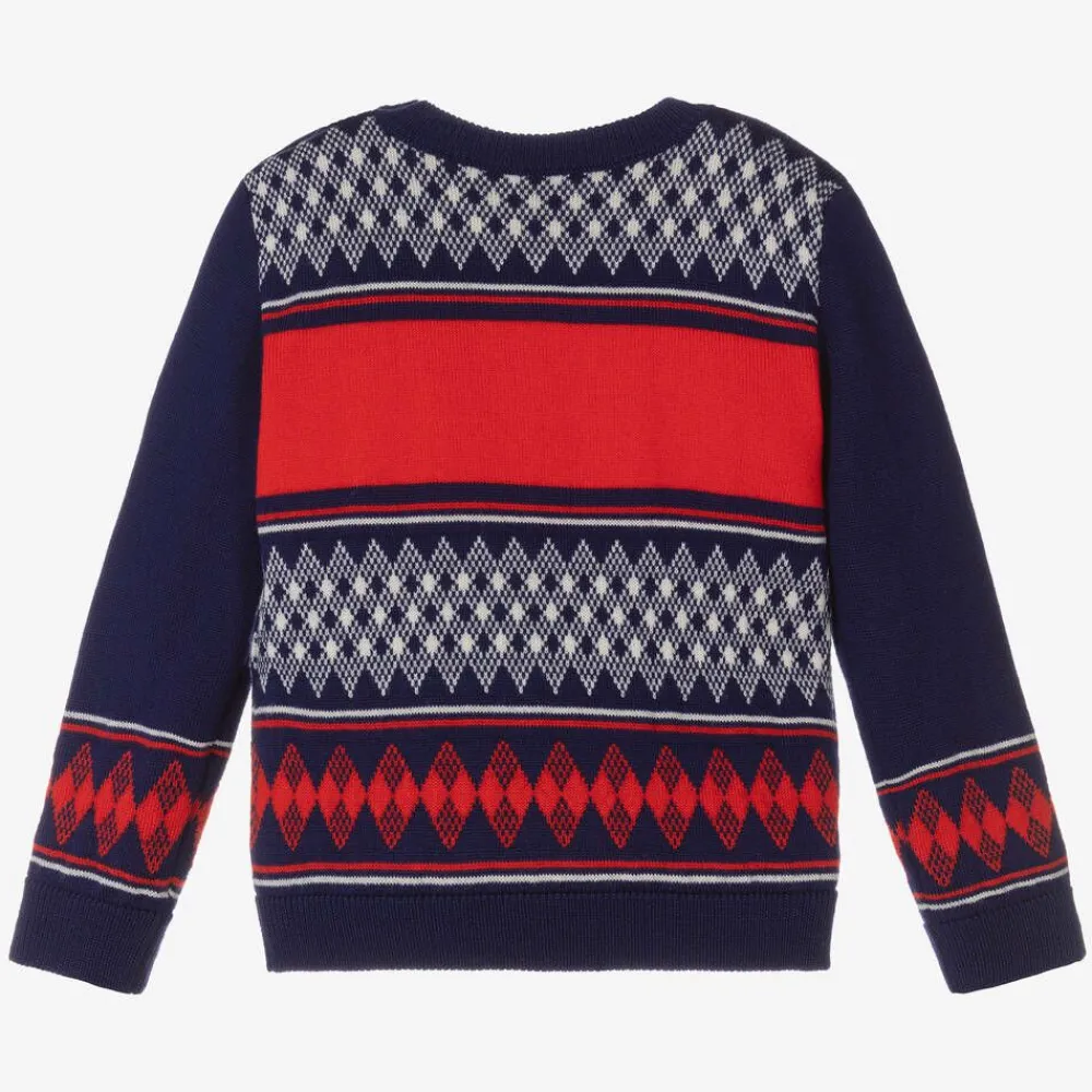 Gucci Tops*Baby Boys Blue & Red Wool Sweater