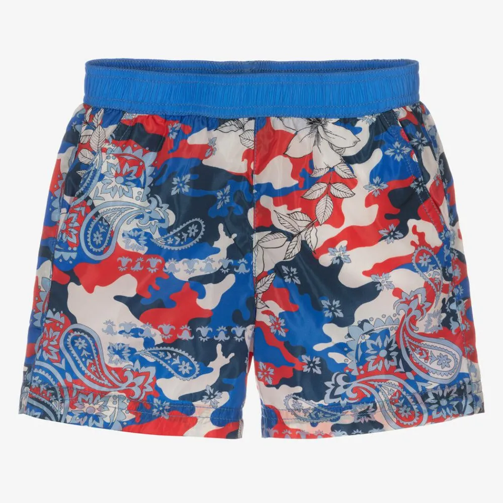 Moncler Enfant Swimwear*Baby Boys Blue Camouflage Print Swim Shorts