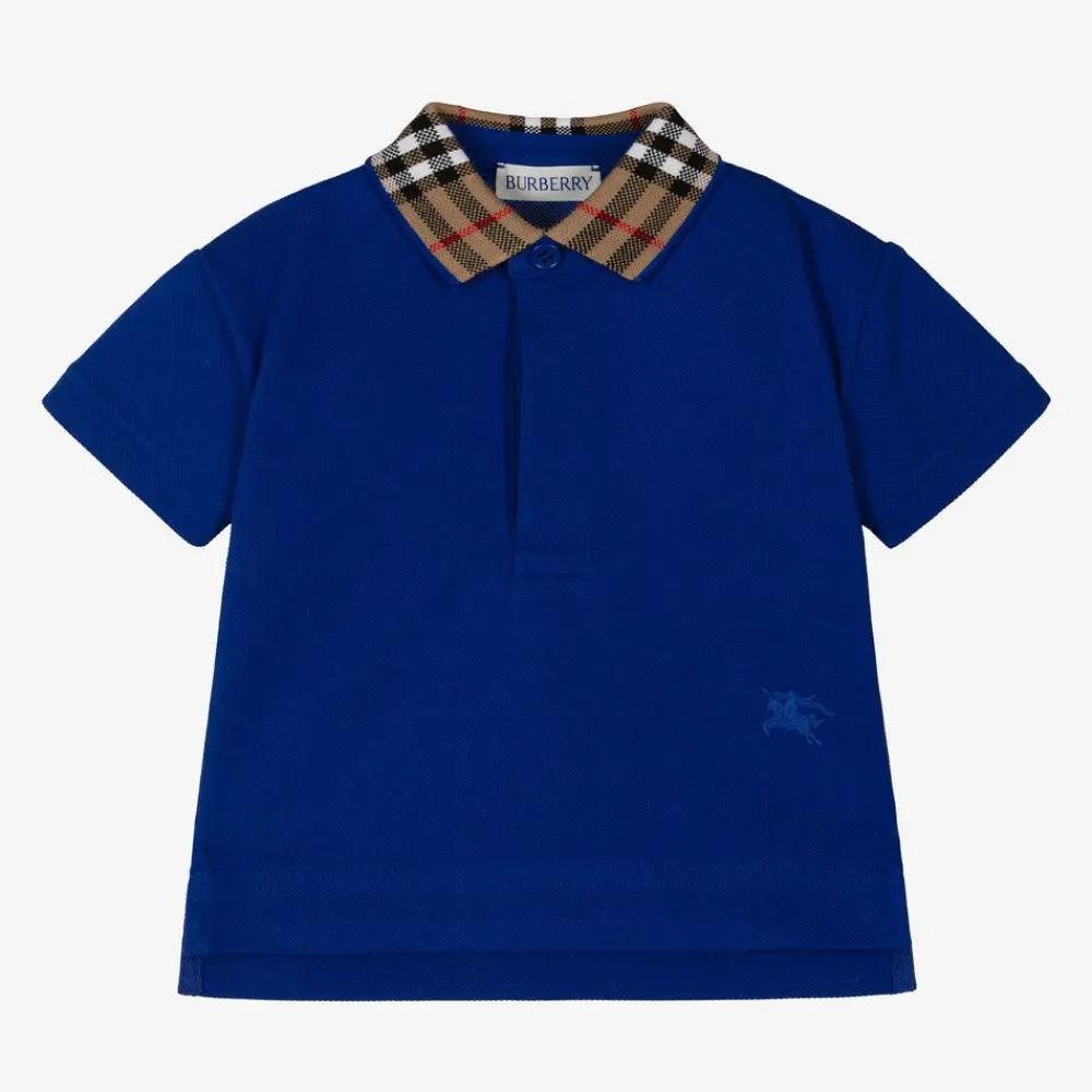 Burberry Tops*Baby Boys Blue Check Polo Shirt