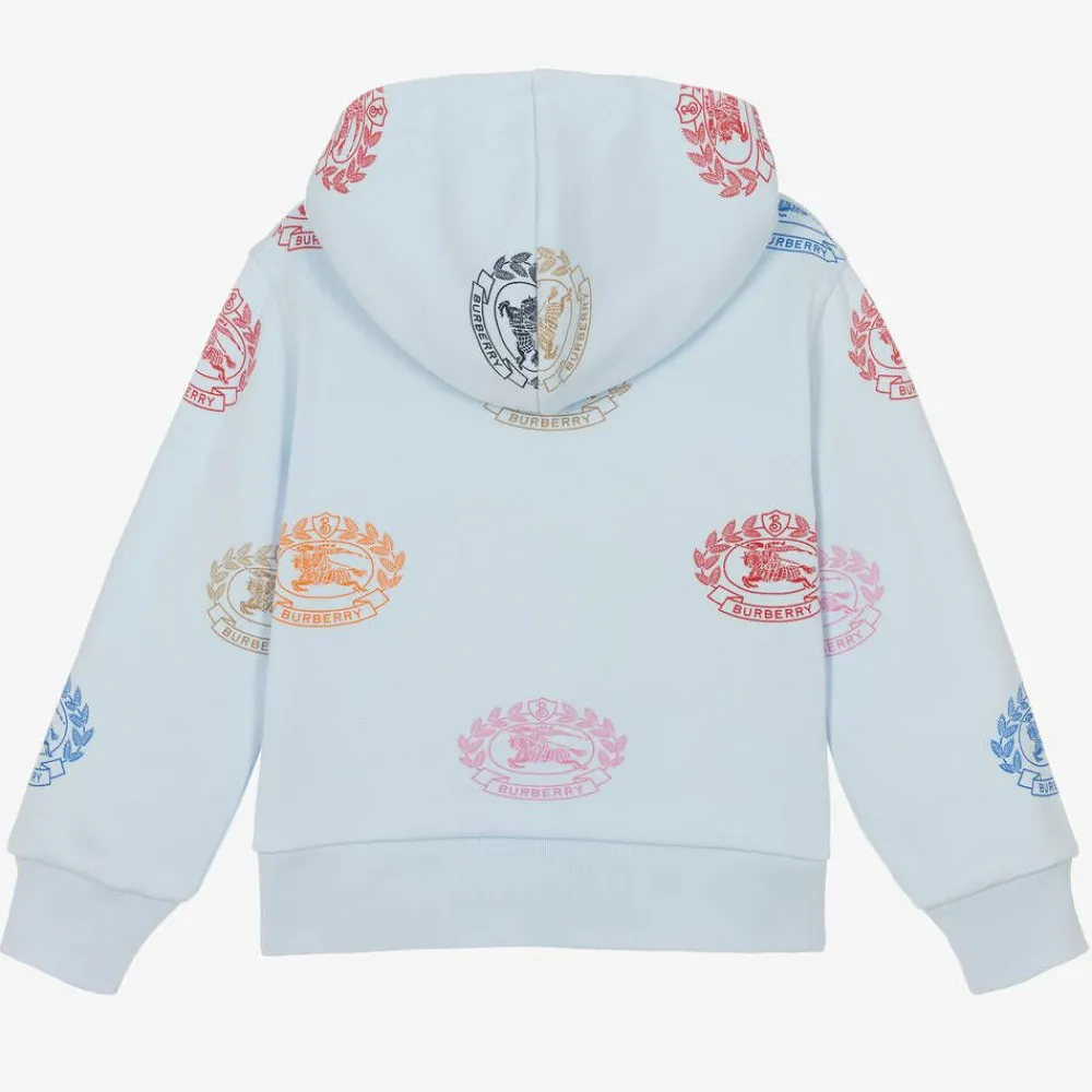 Burberry Tops*Baby Boys Blue Cotton Logo Hoodie