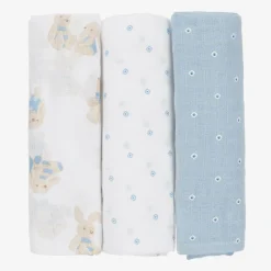 Mayoral Feeding Accessories*Baby Boys Blue Cotton Muslins (3 Pack)