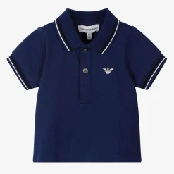 Emporio Armani Tops*Baby Boys Blue Cotton Polo Shirt