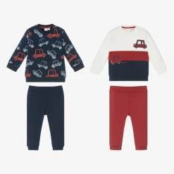 iDO Mini Tracksuits|Tracksuits*Baby Boys Blue Cotton Tracksuits (2 Pack)