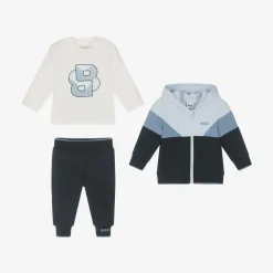 BOSS Tracksuits*Baby Boys Blue Cotton Tracksuit Set