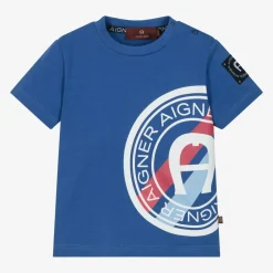 AIGNER Tops|Tops*Baby Boys Blue Cotton T-Shirt