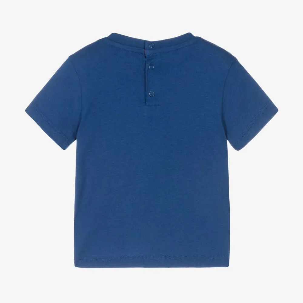 Guess Tops*Baby Boys Blue Cotton T-Shirt