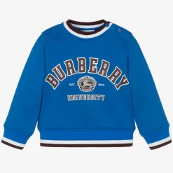 Burberry Tops*Baby Boys Blue Cotton Varsity Sweatshirt