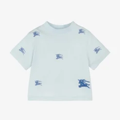 Burberry Tops*Baby Boys Blue EKD Cotton T-Shirt