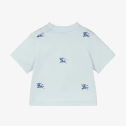 Burberry Tops*Baby Boys Blue EKD Cotton T-Shirt