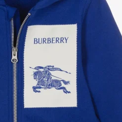 Burberry Tops*Baby Boys Blue EKD Cotton Zip-Up Hoodie