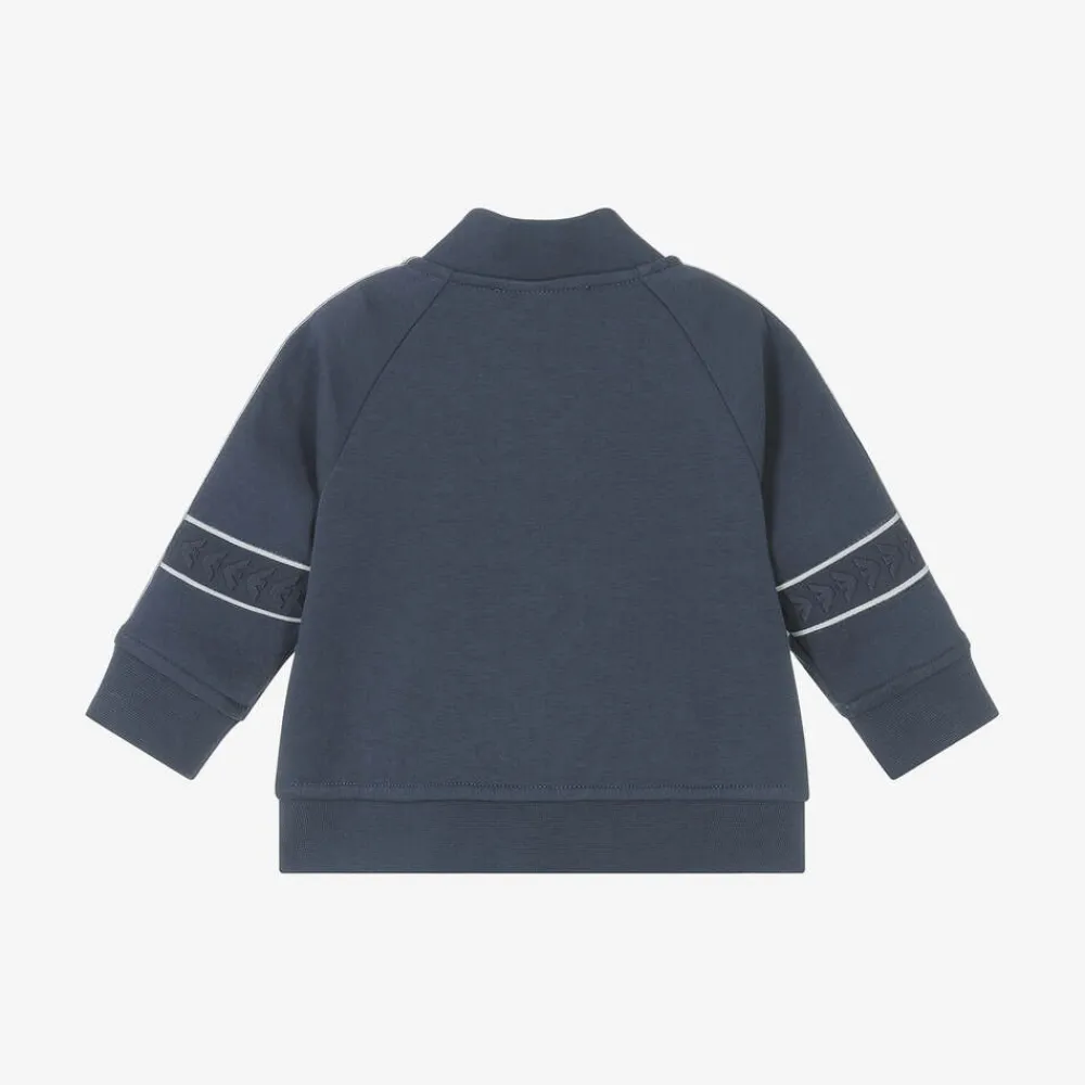 Emporio Armani Tops*Baby Boys Blue Embossed Cotton Zip-Up Top