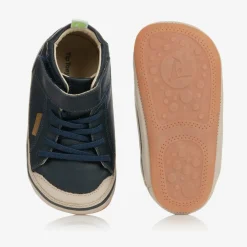 Tip Toey Joey First Walkers|First Walkers*Baby Boys Blue Leather Hi-Top Trainers