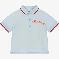 Burberry Tops*Baby Boys Blue Logo Polo Shirt