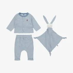 Petit Bateau Babysuits*Baby Boys Blue Stripe Organic Cotton Trouser Set