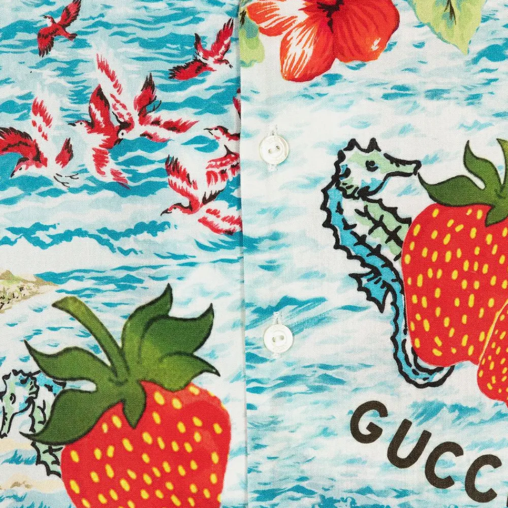 Gucci Tops*Baby Boys Blue Viscose Shirt