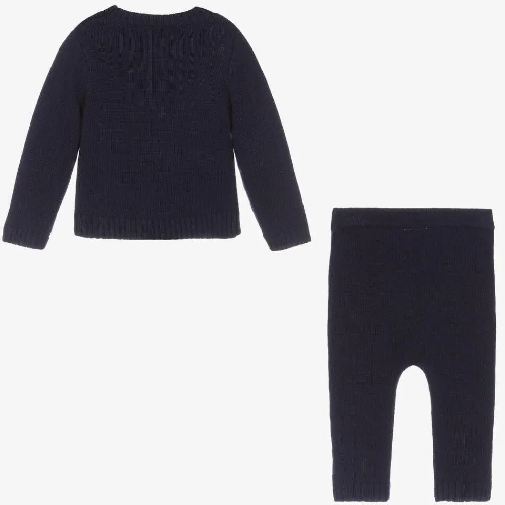 Beatrice amp; George Outfit Sets*Baby Boys Blue Wool Train Trouser Set