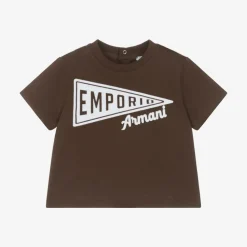Emporio Armani Tops*Baby Boys Brown Cotton Pennant T-Shirt