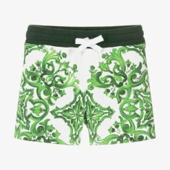 Dolce amp; Gabbana Shorts*Baby Boys Green Cotton Majolica Shorts