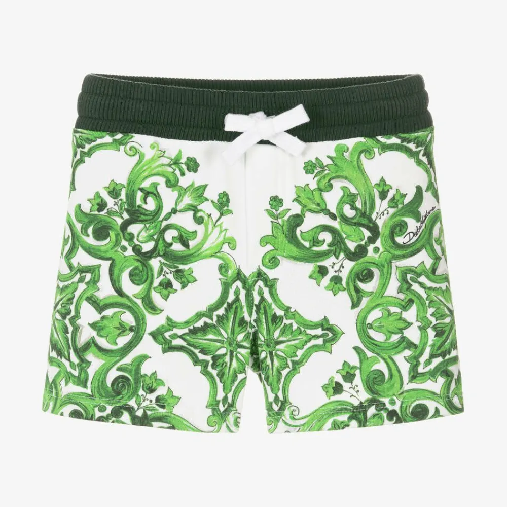 Dolce amp; Gabbana Shorts*Baby Boys Green Cotton Majolica Shorts