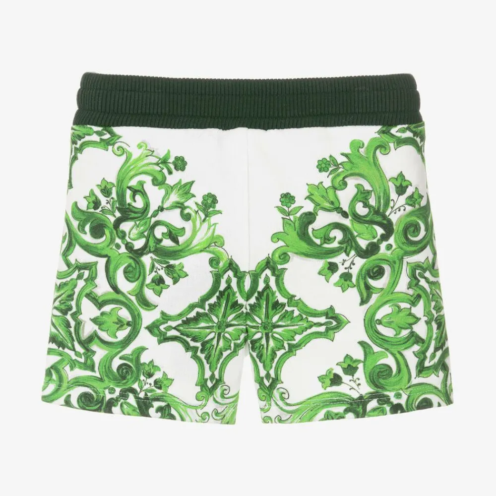 Dolce amp; Gabbana Shorts*Baby Boys Green Cotton Majolica Shorts