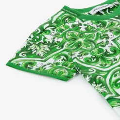 Dolce amp; Gabbana Tops*Baby Boys Green Cotton Majolica T-Shirt