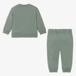 Calvin Klein Tracksuits*Baby Boys Green Cotton Monogram Tracksuit