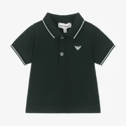 Emporio Armani Tops*Baby Boys Green Cotton Polo Shirt