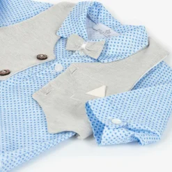 Beau KiD Gifts*Baby Boys Grey & Blue Cotton Trouser Set