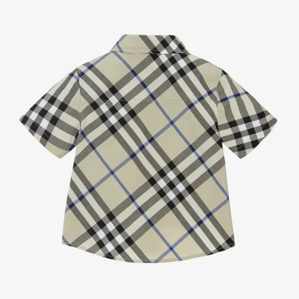 Burberry Tops*Baby Boys Grey Check Cotton Shirt Lichen