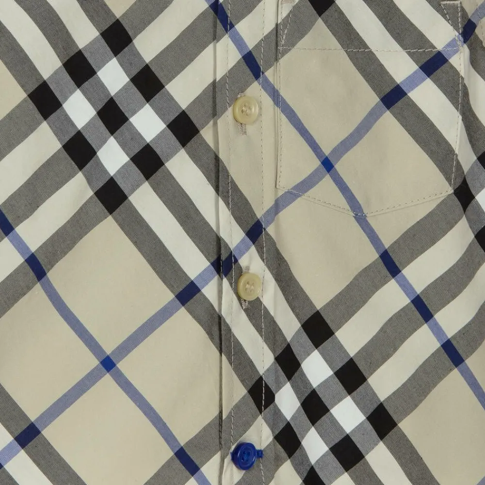 Burberry Tops*Baby Boys Grey Check Cotton Shirt Lichen