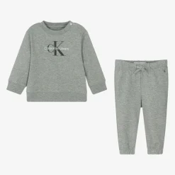 Calvin Klein Tracksuits|Tracksuits*Baby Boys Grey Cotton Monogram Tracksuit